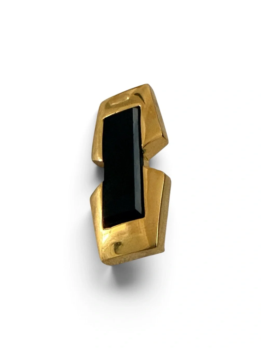 Vintage 1979 Givenchy Gold Tone & Black Enamel Bar Brooch Pin